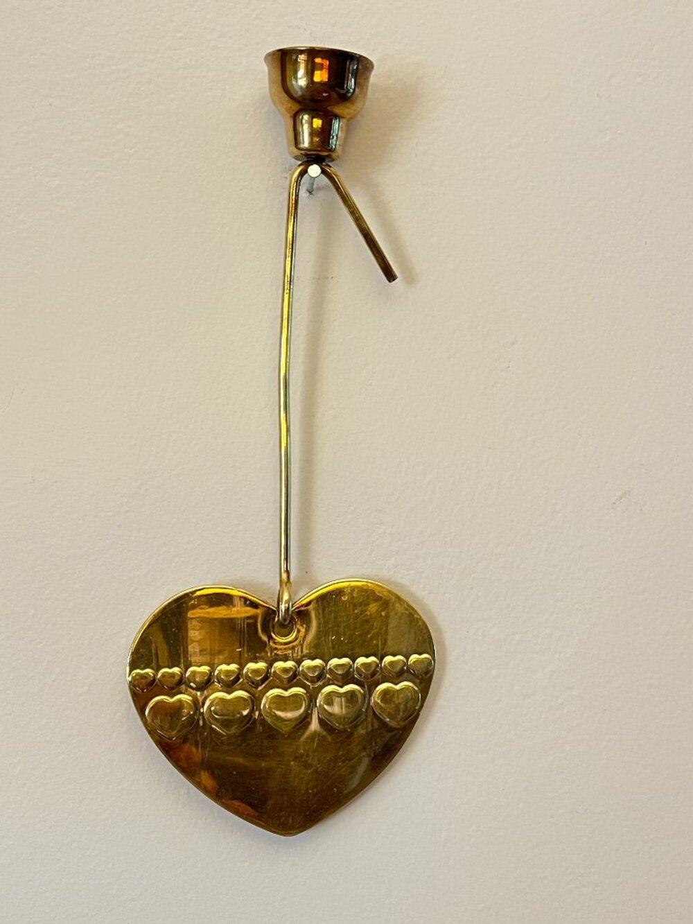 Brass Hanging Heart Ornament with Candlestick Holder